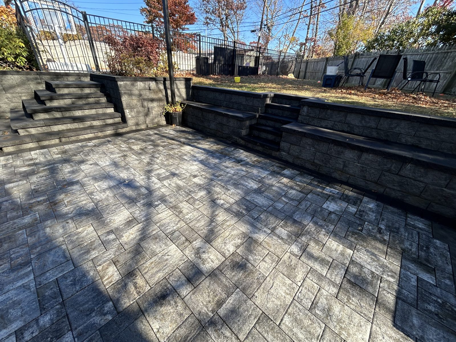 Clean stamped paver patio after restoration